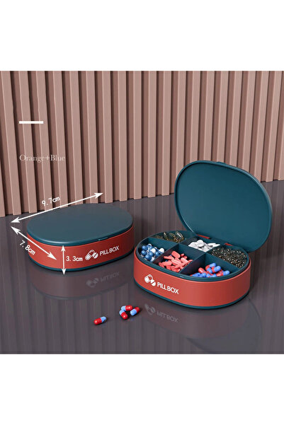 Choice1 Blue Seven-Day Portable Travel Medicine Box Large Capacity Moisture-P...