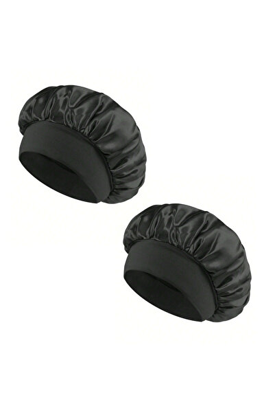 Choice5 Black 2pc 1/2pc Silk Sleep Cap Satin Hair Cap Women Wide Brim High El...