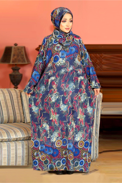 AsrymShop Lightweight and wide blue Cotton viscose prayer robe