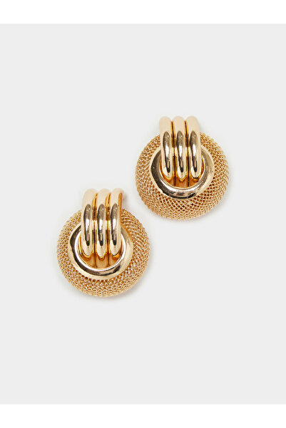 Styli Gold Mesh Stud Earrings