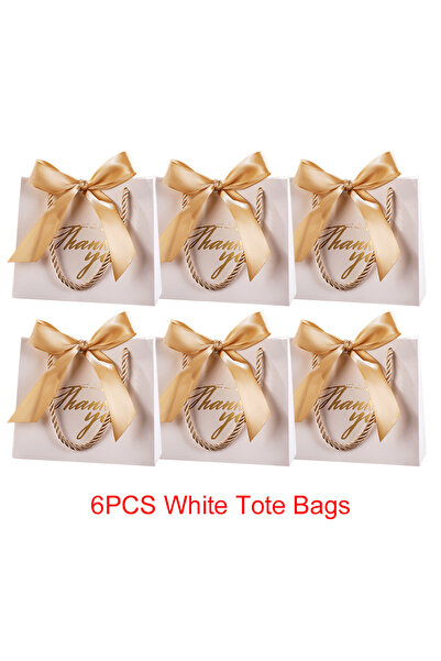 Choice6 حقيبة تعليقة هدايا برونزية قابلة لإعادة الاستخدام، 6 قطع بيضاء أو 6/1...