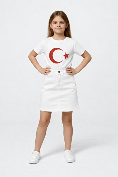 Nacar Kız Çocuk Ay Yıldız Baskılı Tişört & Etek Takım