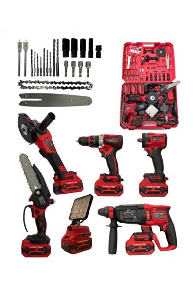 HSGL HKT1310 21V 3000mAh 6 Lı Kırmızı Full Set Spiral Hilti Matkap Somun Sökm...