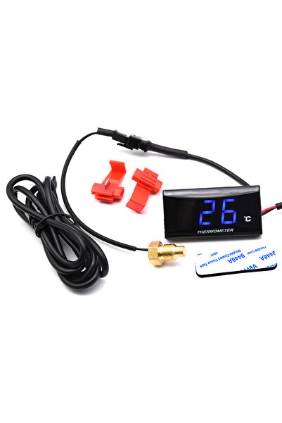 Choice9 Blue LED Thermometer LCD Digital Motorcycle Thermometer Gauge Univers...