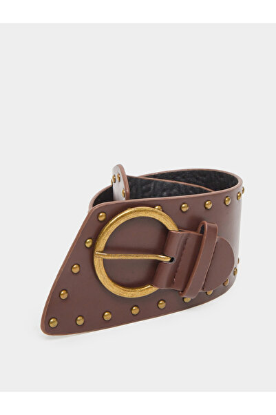 Styli Brown Studded Belt