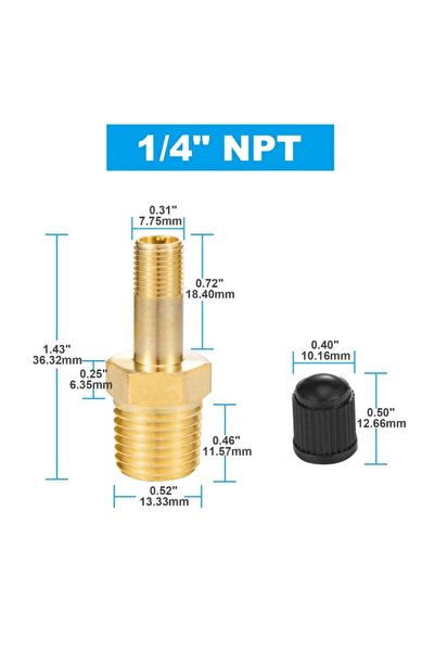 Choice3 صمام تعبئة خزانات ضاغط الهواء M10، مقاس 37 مم (1-4NPT)، 1/4 NPT، 1/8 ...