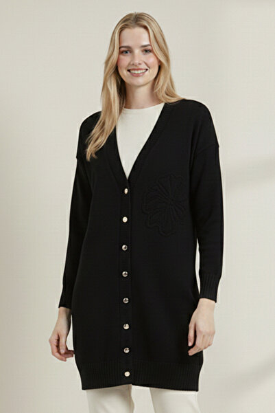 benguen Floral Patterned Cardigan N3302 Black