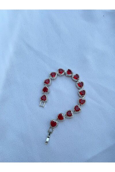 uyguntakıaksesuar Red Heart Stone Women's Bracelet – Sparkling Stylish Interl...