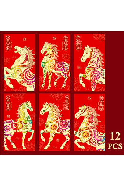 Choice6 عبوة من 12 ظرفًا بحجم A4، خاصة بعام الحصان 2026، مغلفات نقود الحظ للع...