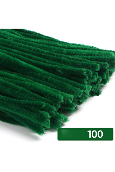 Choice11 100 قطعة من أعواد نسيج الشنيل الخضراء الداكنة بطول 30 سم، منظفات أعو...