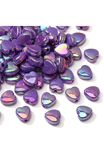 Choice6 8x9mm 100pcs Purple 100Pcs 8×9mm Acrylic Iridescent Heart Beads Loose...