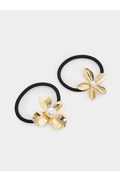 Styli Pack of 2 - Gold Flower Hair Ties