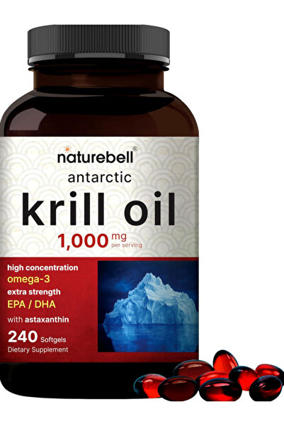 Naturebell Antarctic Krill Oil 1000mg, 240 Softgels, Natural Source of Omega-...