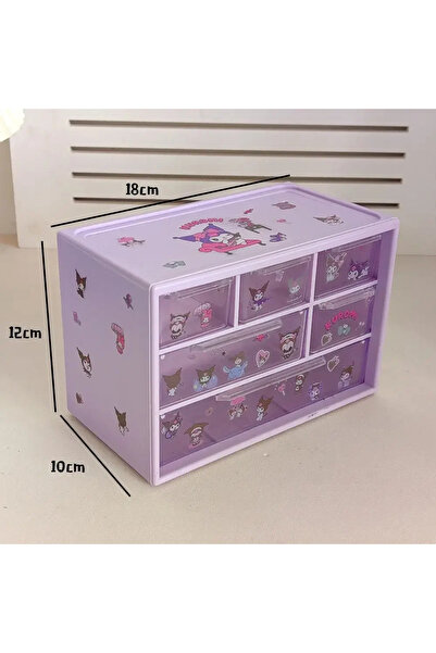choice2 صندوق تخزين مينيسو بنفسجي اللون مع ملصقات، من سانريو، بثلاثة أرفف، مز...