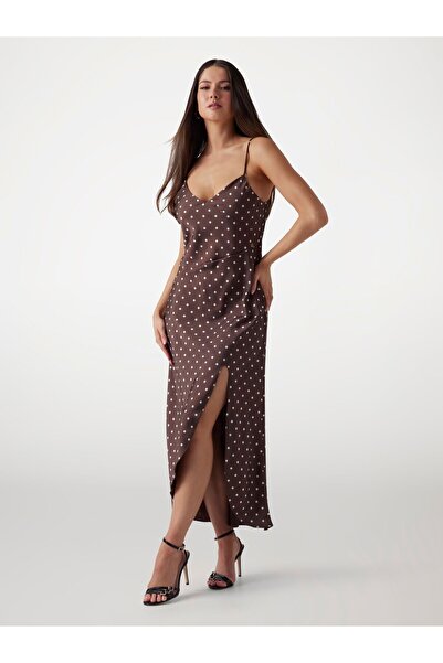 Guess SL CEMONA SLIP DRESS Kadın Kahverengi Elbise W5PK2EWI380-FNIL