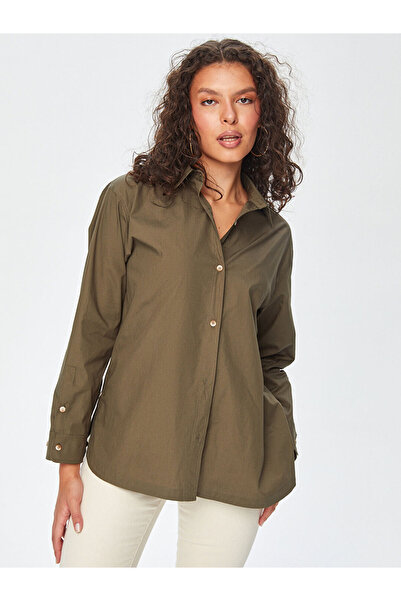 Faik Sönmez Women's Adjustable Cuff Button Detailed Poplin Tunic U69606