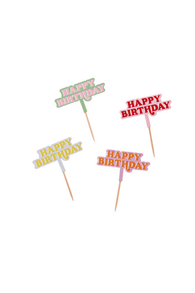 Hootyballoo Bright Banquet 'Happy Birthday' Food Picks 12Ct