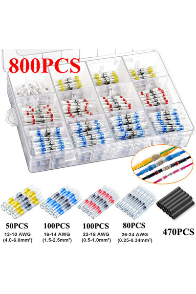 Choice7 800pcs with box Heat Shrink Butt Crimp Terminals Waterproof Solder Se...