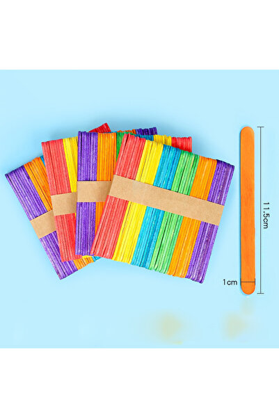 Choice3 50 قطعة من أعواد الآيس كريم بألوان متنوعة، طول 11.5 سم، مصنوعة من رقا...