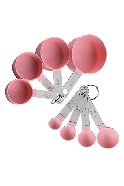 Choice4 Pink 8PCS/set Stainless Steel Measuring Cup and Spoon Set with Scale ...