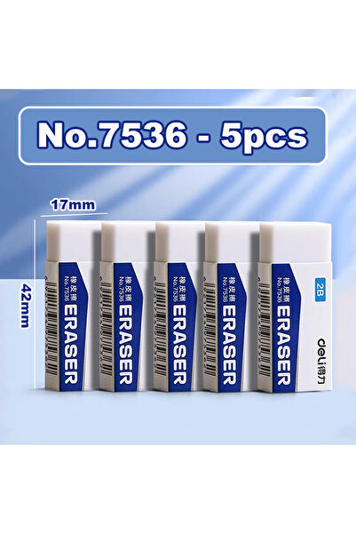 Choice Deli 7536-5pcs Deli 5/10pcs 2B Eraser Clean and Mess Free Student Exam...