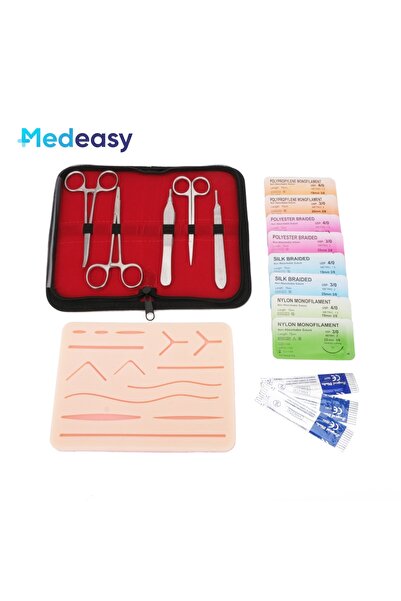 Choice6 طقم خياطة 1 طقم تدريب جراحي لطلاب الطب مع وسادة جلدية ومجموعة أدوات ت...