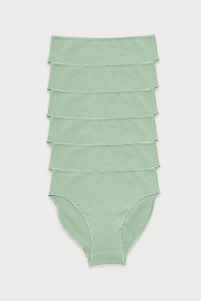Malabadi Women's Green 6-Pack Modal Slim Fit Mid Waist Slip Panties 187