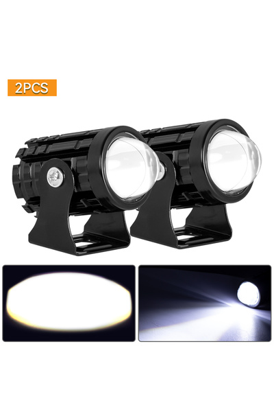 Choice3 2pc white Motorcycle Led Spotlight Mini Driving Light 12V Hi/Lo Dual ...
