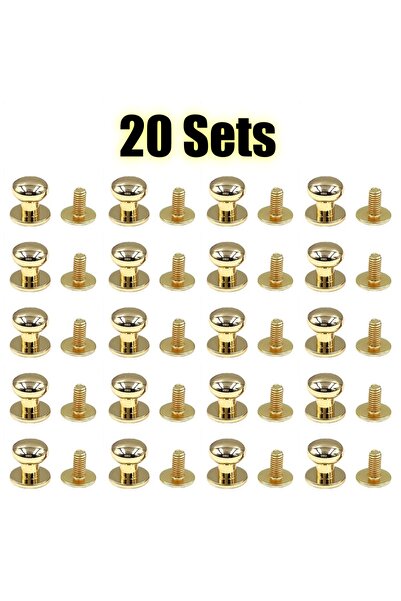 Choice17 مسامير رأس الراهب الذهبية 5 مم، 20 مجموعة، مصنوعة من سبيكة معدنية، ب...
