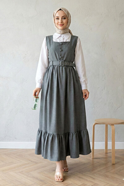 FERHEL Women's Double Set with Top and Buttoned Shirt - Smoked