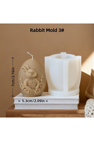 choice2 قالب بيضة أرنب، 3 أو 5 أشكال، قالب سيليكون لشمعة بيضة عيد الفصح - قال...