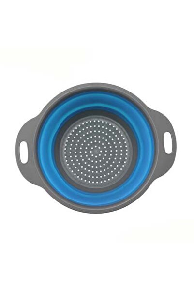 Choice10 S Blue Round Round Square Foldable Silicone Colander Fruit Vegetable...