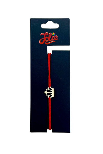 OEM Brățară din inox argintiu cu șnur roșu pentru copii, model Coroană, regla...