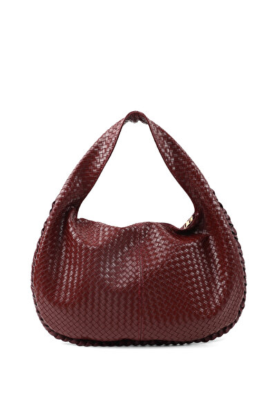 SHAKA Burgundy Shk311 Knitted Patterned Faux Leather, Zippered, Single Compar...
