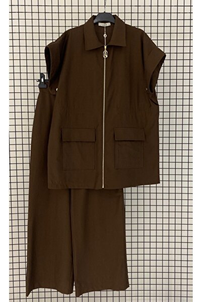 Armine Trendy New Season Linen Fabric Summer Sports Set with Back Detail