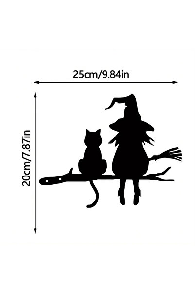 Choice TY3278-Black Color Garden Stake Iron Silhouette Cute Witch and Cat Tre...