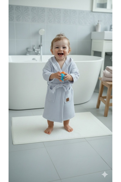 MODA Boys and Girls Belted Colorful Patterned Cotton Hooded Shower Bathrobe D...