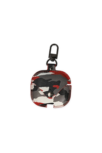 xirshop حقيبة Airpods Pro 2 (الجيل الثاني) حافظة جلدية مموهة - أحمر