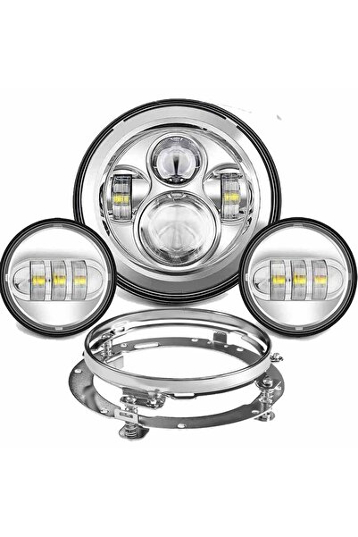 Choice4 مجموعة مصابيح أمامية LED فضية مقاس 7 بوصات + مصابيح ضباب مقاس 4.5 بوص...