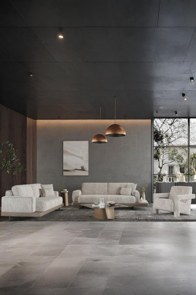 Modalife Hermos Sabit Koltuk Takımı – 3+3+1 Salon Koltuk Takımı 2 Üçlü 1 Berjer