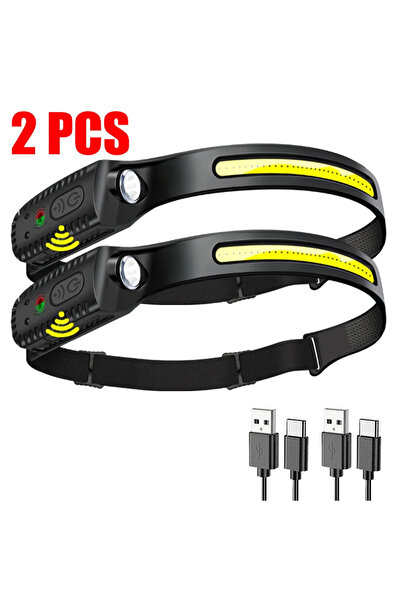 Choice9 مصباحان رأس جديدان مزودان بمستشعر، مصباح LED أمامي قابل لإعادة الشحن،...