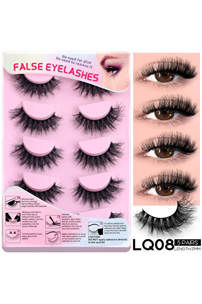 Choice9 5pairs-LQ08 Veltrinay Fake Lashes 3D Manga Lashes Fluffy Volume Criss...