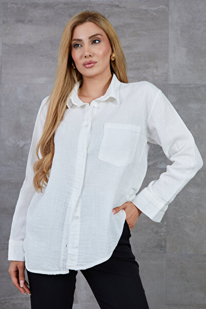 zenne Single Pocket Muslin Shirt Ecru
