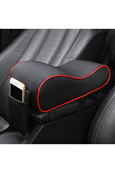 Choice3 Black Red Car Armrest Pad Leather Auto Central Cole Protection Cushio...