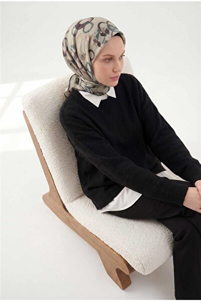 Silk Home Cotton Blend Scarf Pastel Yellow Abstract Geometric Pattern Soft Te...