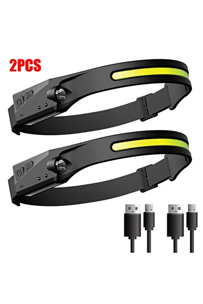 Choice9 مصباحان رأس مزودان بمستشعر LED، قابلان لإعادة الشحن عبر منفذ USB، مزو...