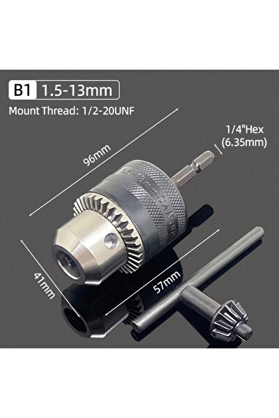 Choice14 (B1) 1.5-13MM Metal 1/2"-20UNF Drill Chuck 2-13MM/1.5-10MM Quick Cha...