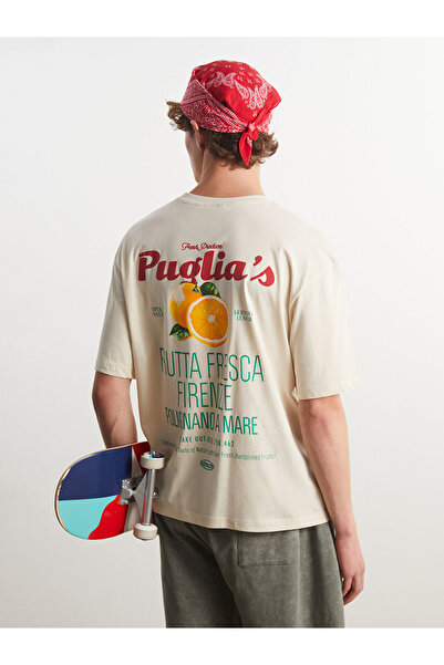 LC Waikiki Tricou pentru bărbați din bumbac fin cu imprimeu cu guler rotund d...