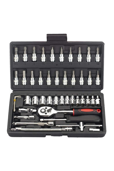 Choice1 46PCS 46pc Drive Sket Set 1/4 inch Ratchet Wrench Set with Skets Metr...