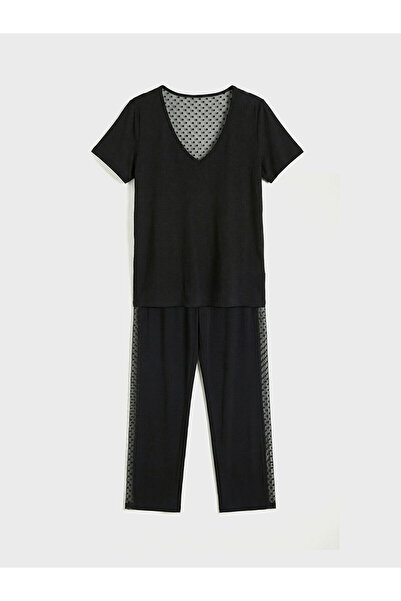 LC Waikiki Ozmarka New Season V-Neck Polka Dot Women's Pajama Set